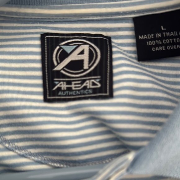 Classic Blue/White Stripes Polo Shirt for Everyday Comfort size L - Picture 3 of 5